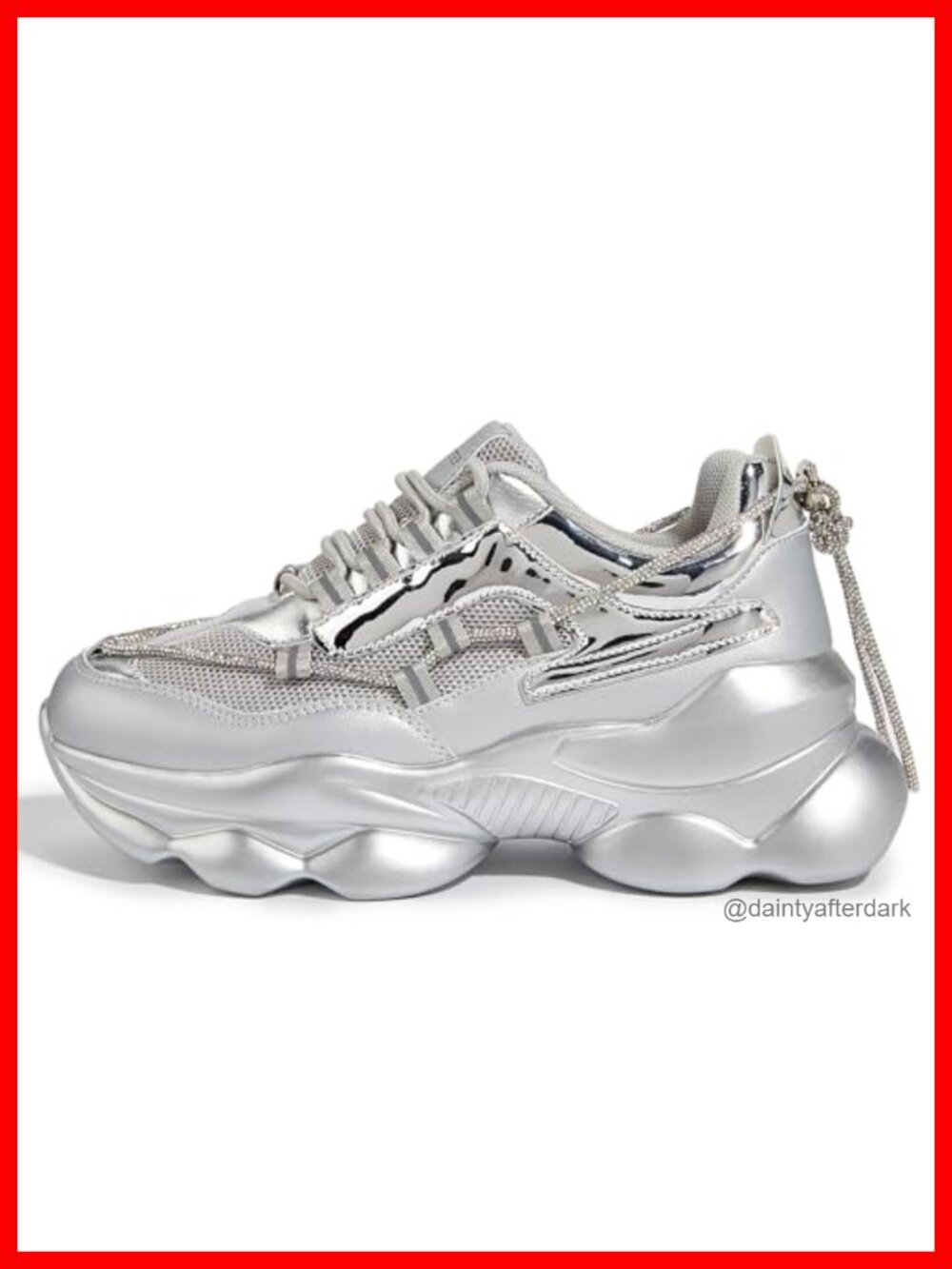 Chunky Platform Sneakers Rhinestone Bling Rope Mesh PU Walking Shoes
